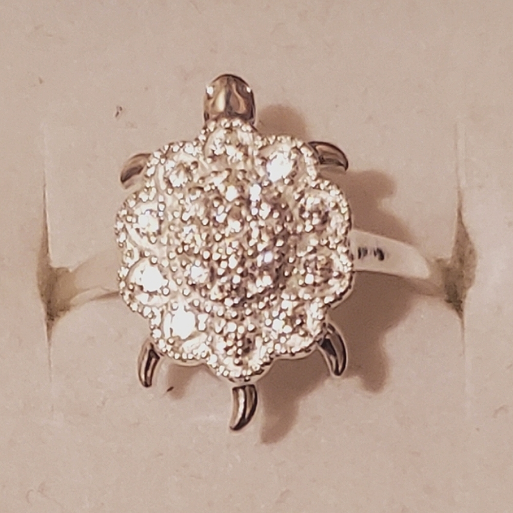 Diamond Sterling Silver Turtle Ring 0.5 ctw - Picture 9 of 10